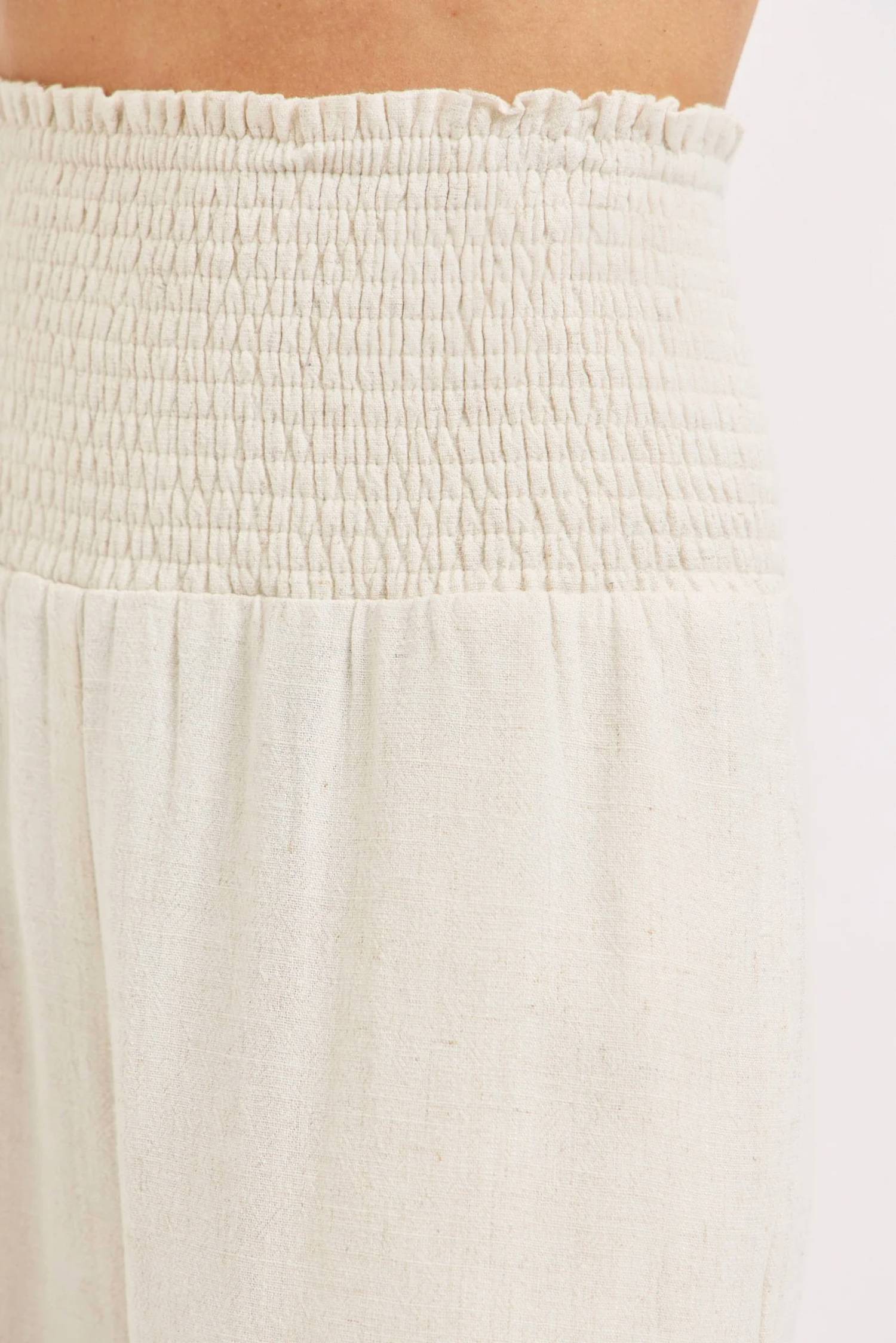 Sweet Lovely By Jen - Smock Waist Lined Blend Wide Leg High Rise Pants