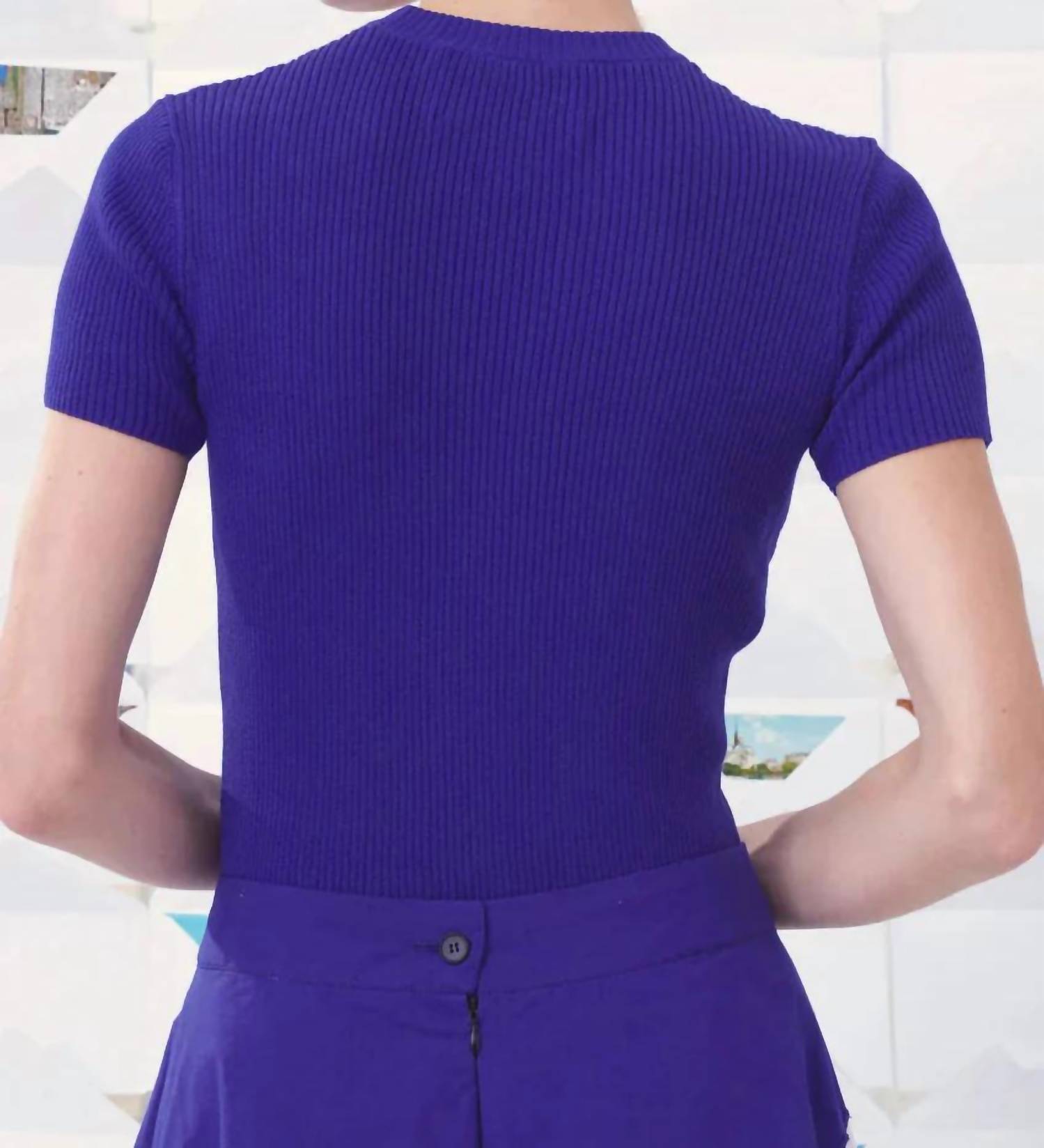 Mii Collection - Short-sleeved Cotton Sweater