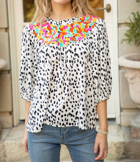 Voy - Just Perfect Half Sleeve Dotted Top