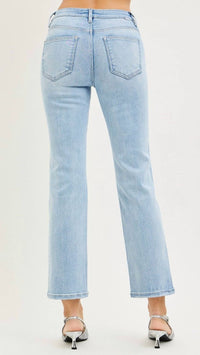 RISEN High Rise Tummy Control Ankle Straight Jeans in blue - women's jeans - alternate view
