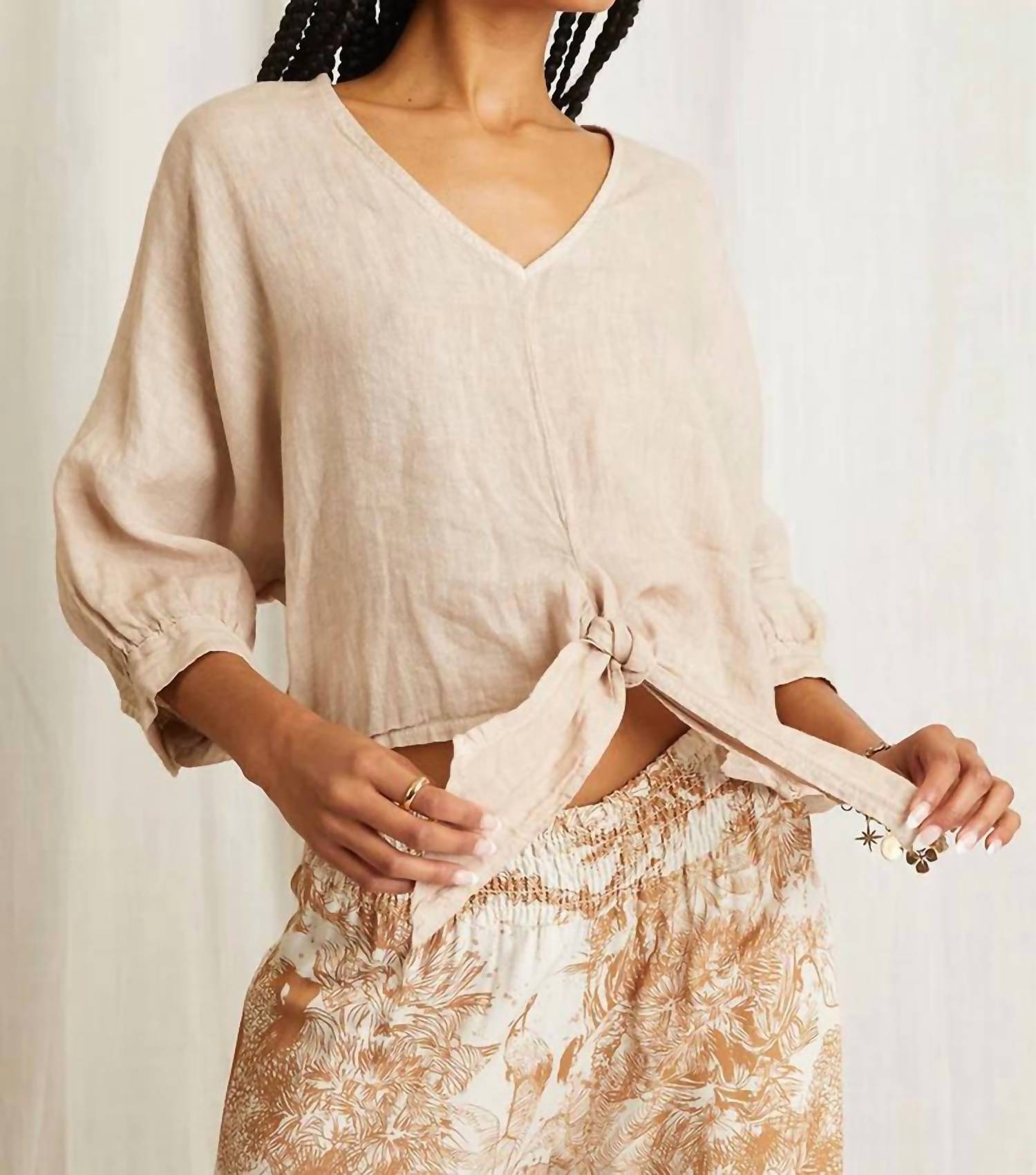 Scandal Italy - Maggie Linen Tie Top