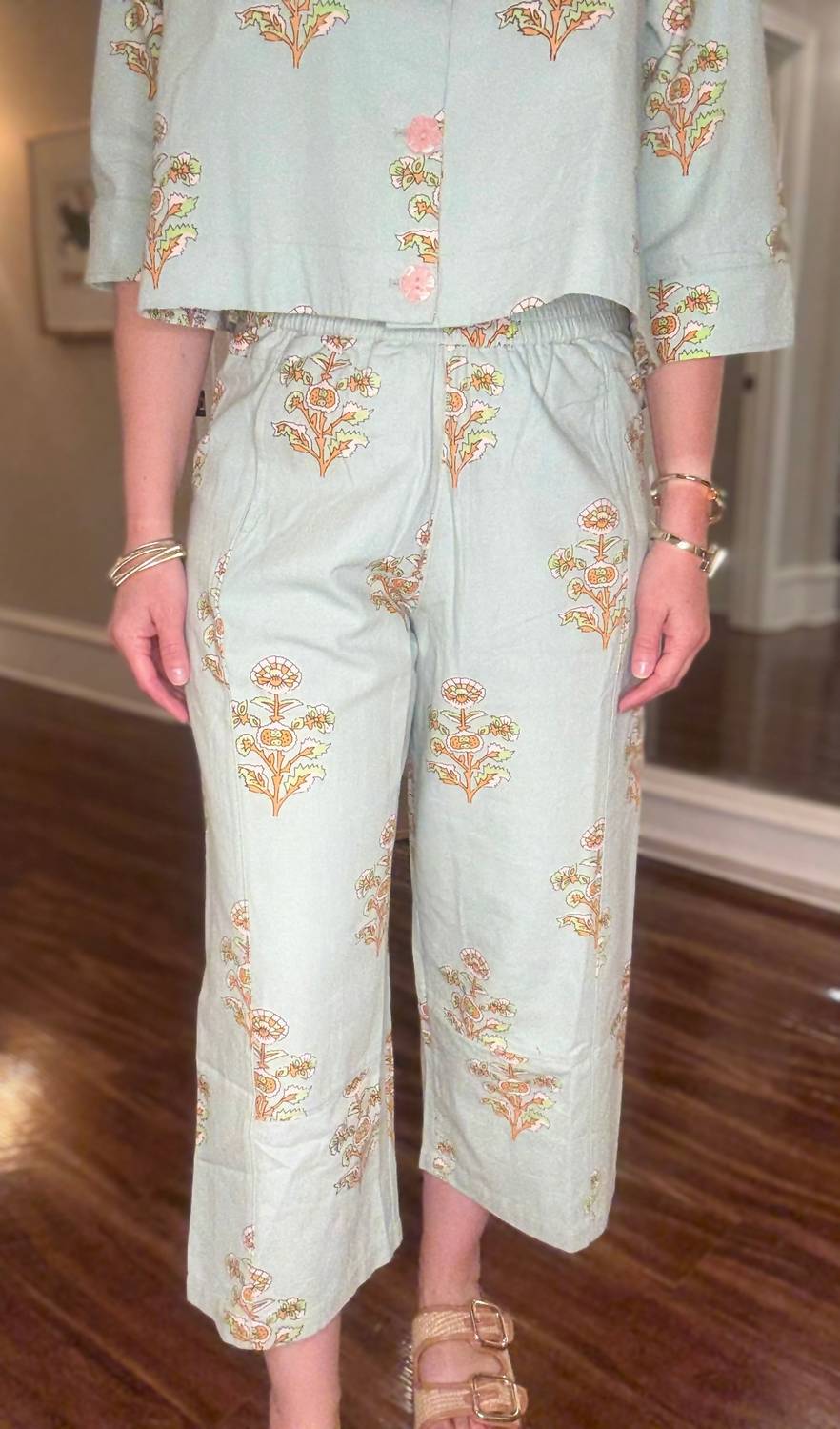 Ivy Jane Print Barrel Pant in aqua - women's pants