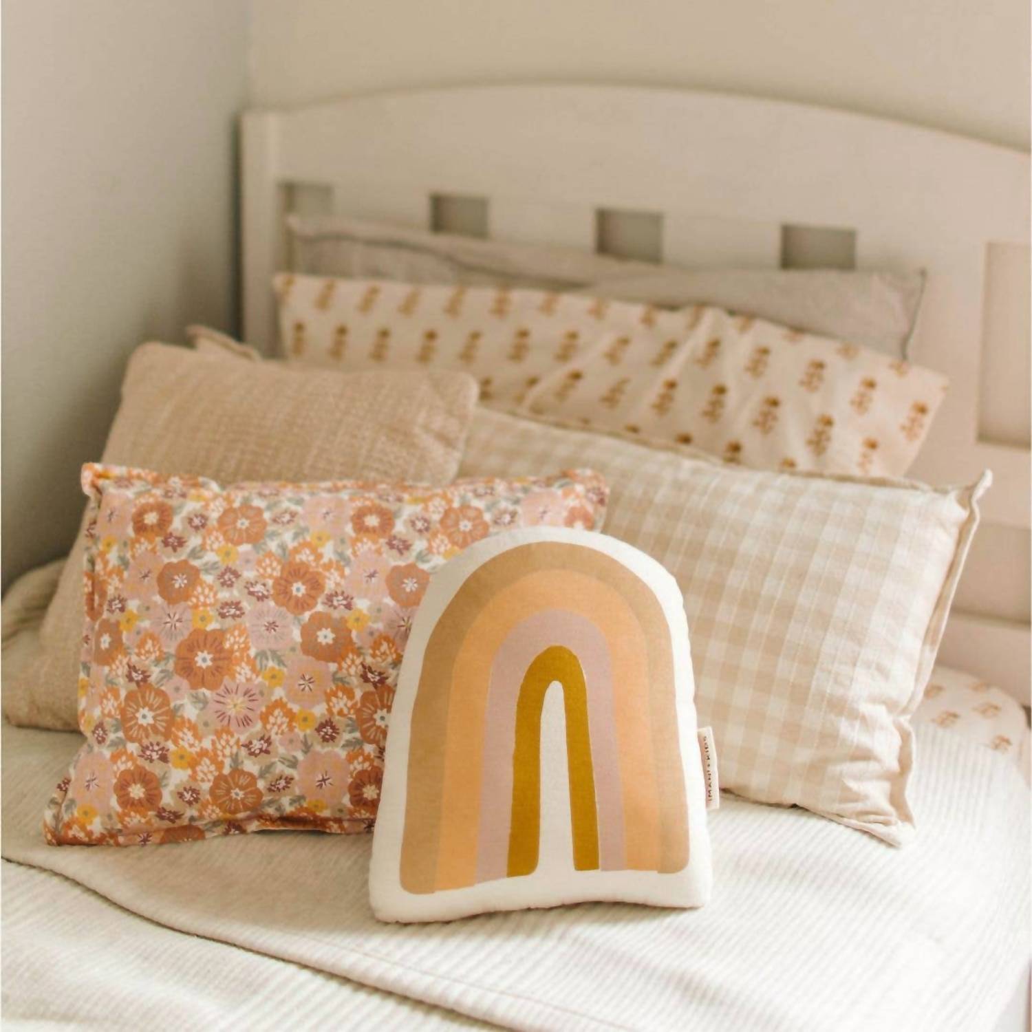 IMANI COLLECTIVE Lucky Rainbow Canvas Pillow in beige - item - detail view