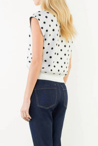 THML Polka Dot Sleeveless Top in cream - women's blouse - detail view