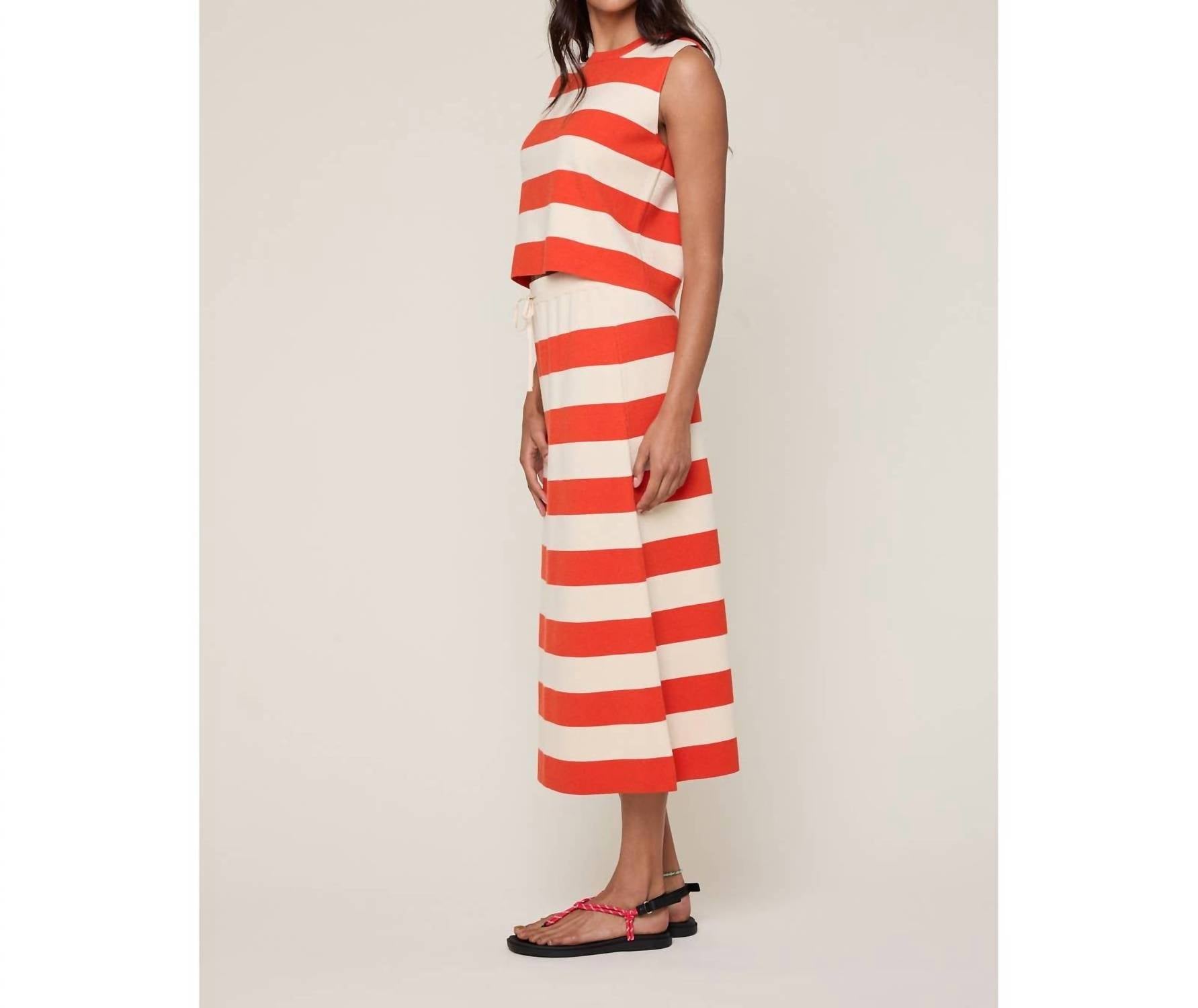 WISHLIST Striped Sweater Tank Top in guava cream - women's tank top - alternate view