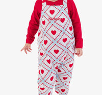 RuffleButts Baby Boy's Sweetheart Gauze Overall Jumpsuit in blue red - kids' item - alternate view