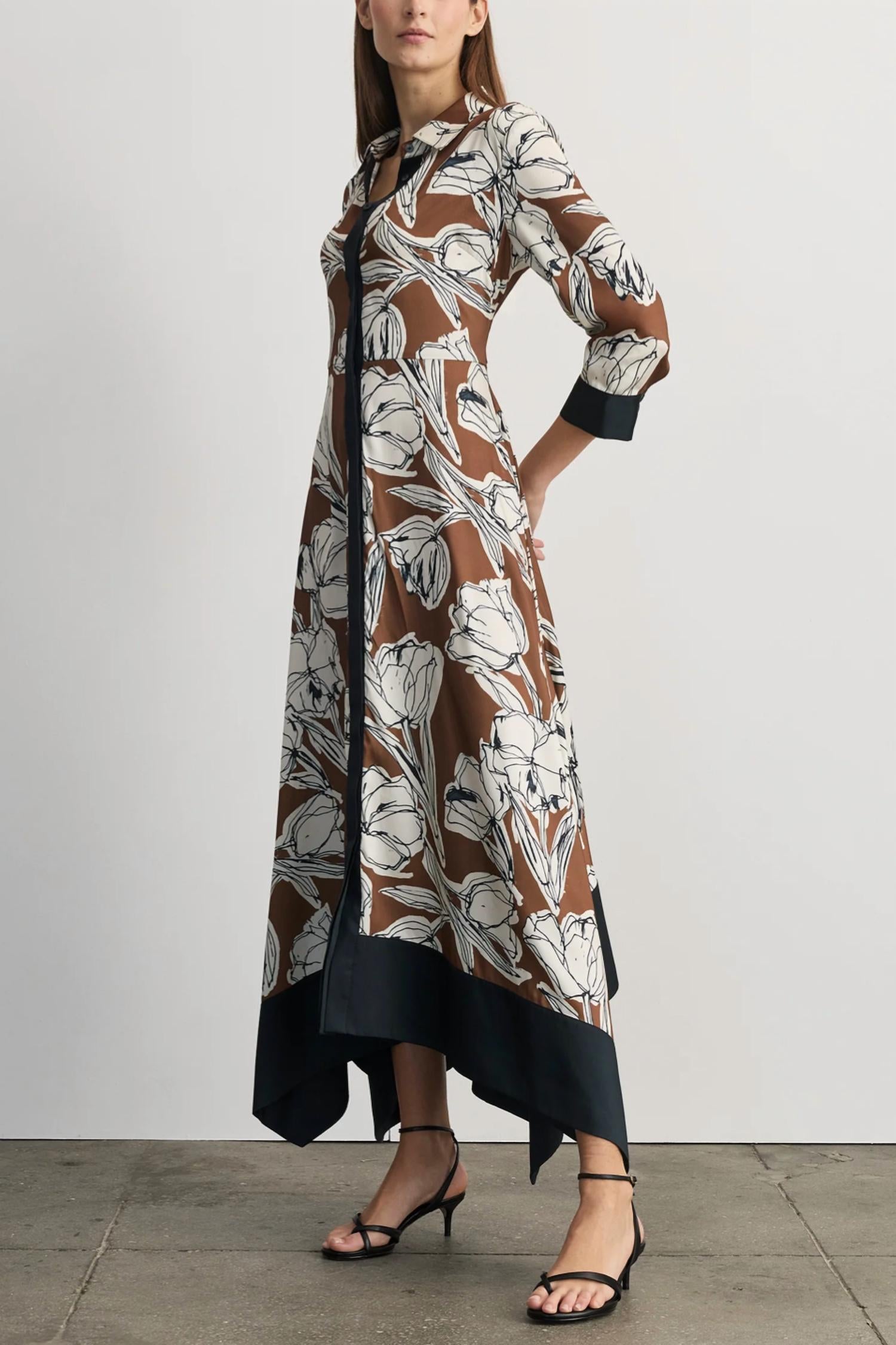 TANYA TAYLOR Selene Dress in acorn multi - women's dress - detail view