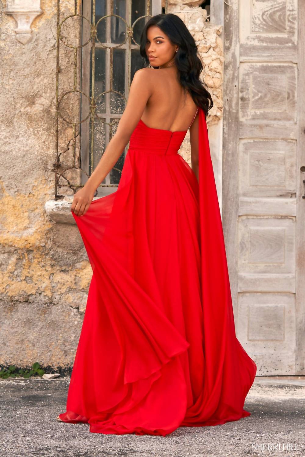 Sherri Hill - One Shoulder Chiffon Gown