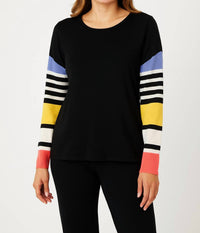 Angel Apparel - Stripe Long Sleeve Scoop Neck Top