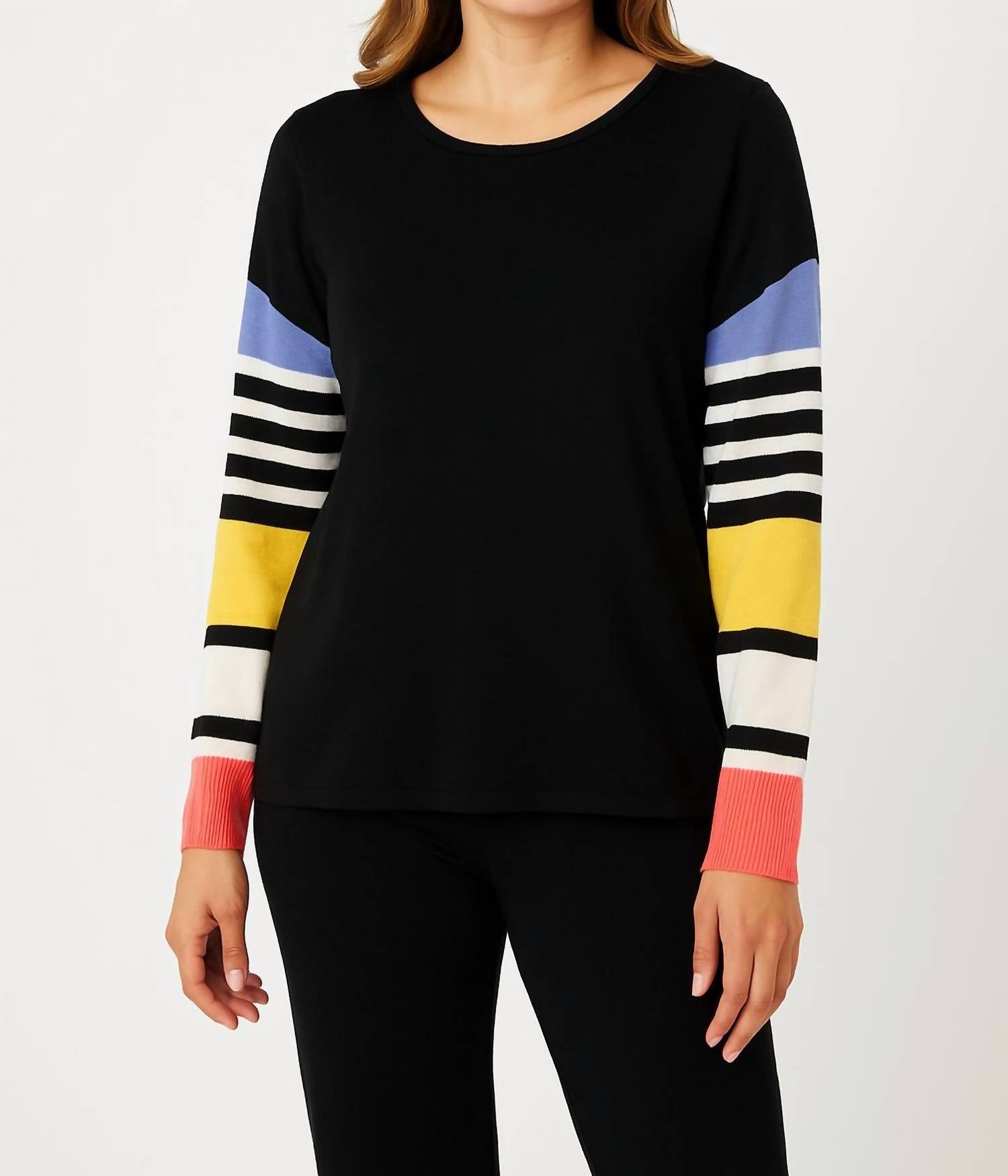 Angel Apparel - Stripe Long Sleeve Scoop Neck Top