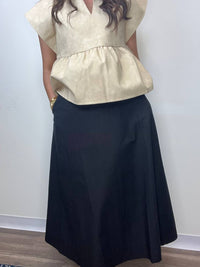 Hem & Thread - Stretch Wasteband Midi Swing Skirt