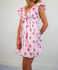 Peach Love - Flowers & Bows Babydoll Dress