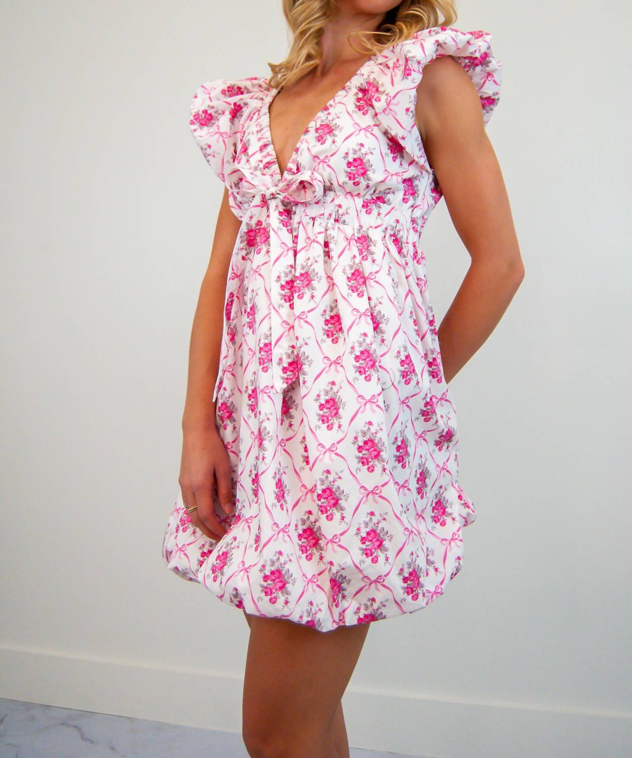 Peach Love - Flowers & Bows Babydoll Dress