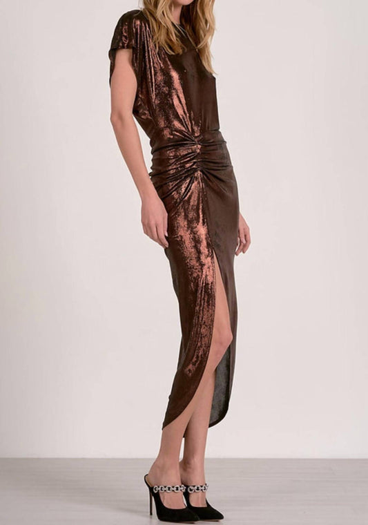 Elan - Cap Sleeve Slit Dress