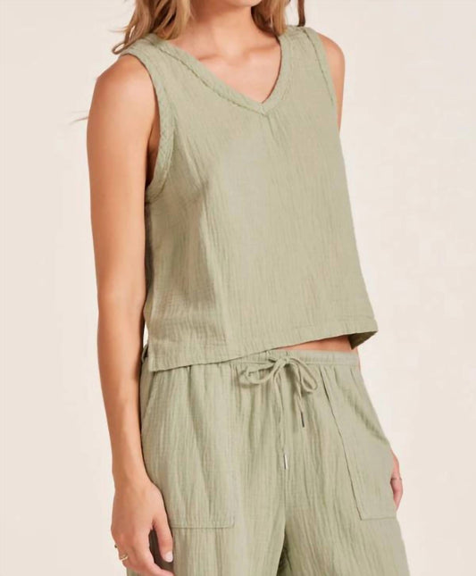 Bobi - V Neck Raw Edge Tank Top