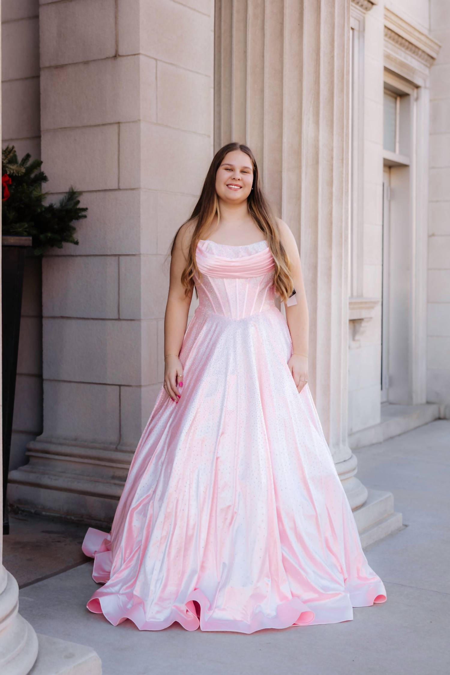 Sherri Hill - Strapless Hot Fix Prom Dress With Corset Bodice