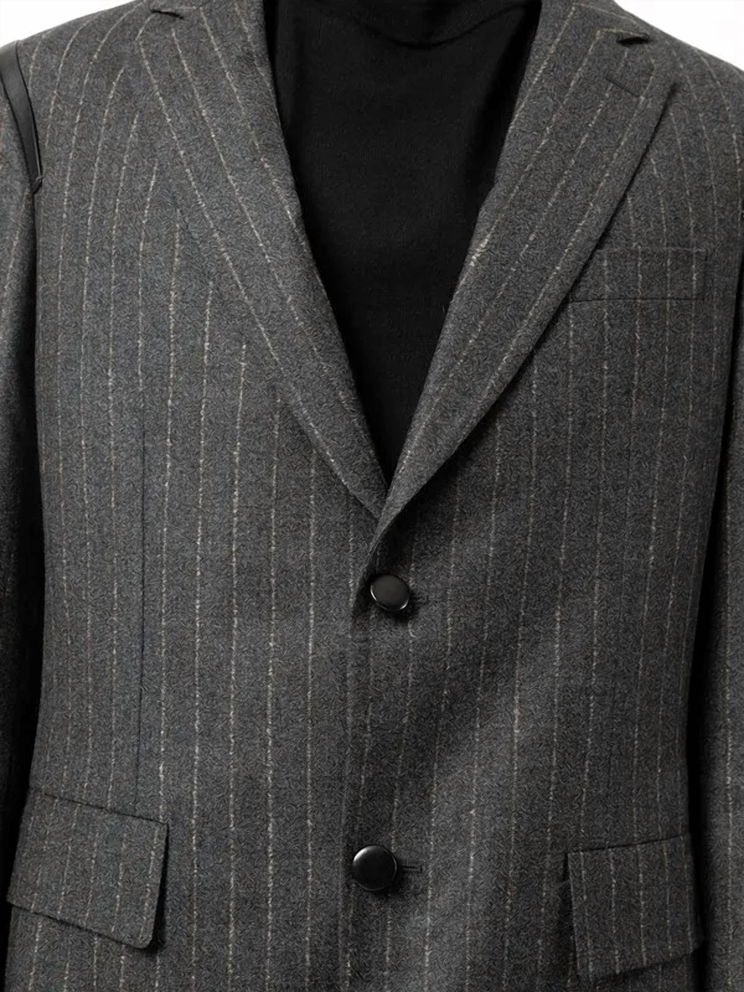 Salvatore Ferragamo - Pinstripe Leather-trim Suit Jacket