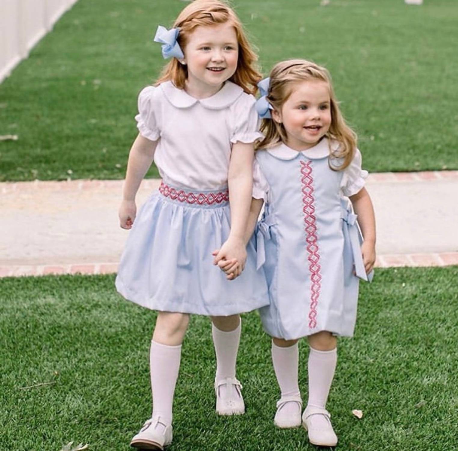 THE PROPER PEONY Blaire Jumper Style Dress in light blue - kids' dress - alternate view