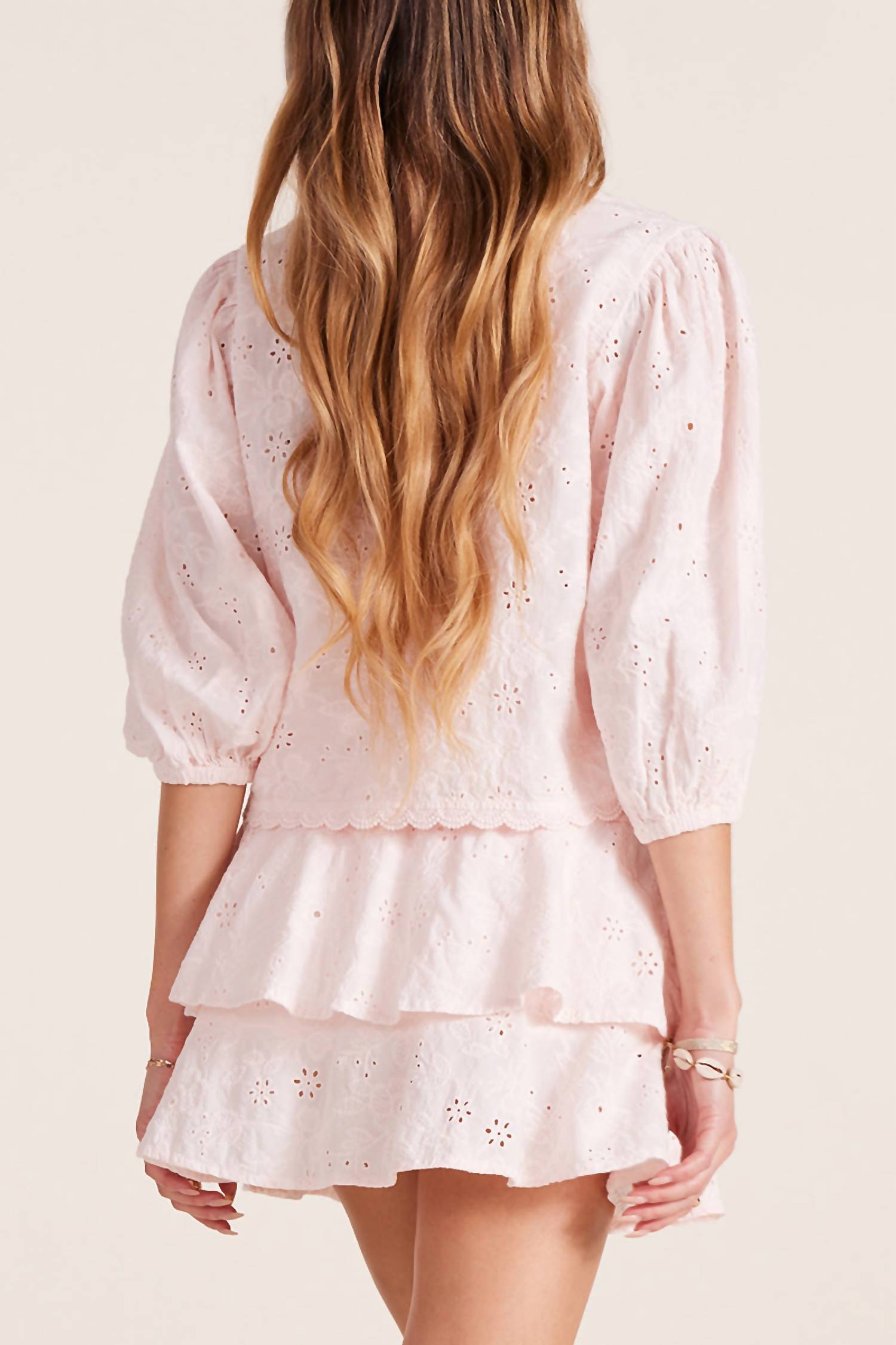 Bobi - Tie Front Crop Balloon Sleeve Top