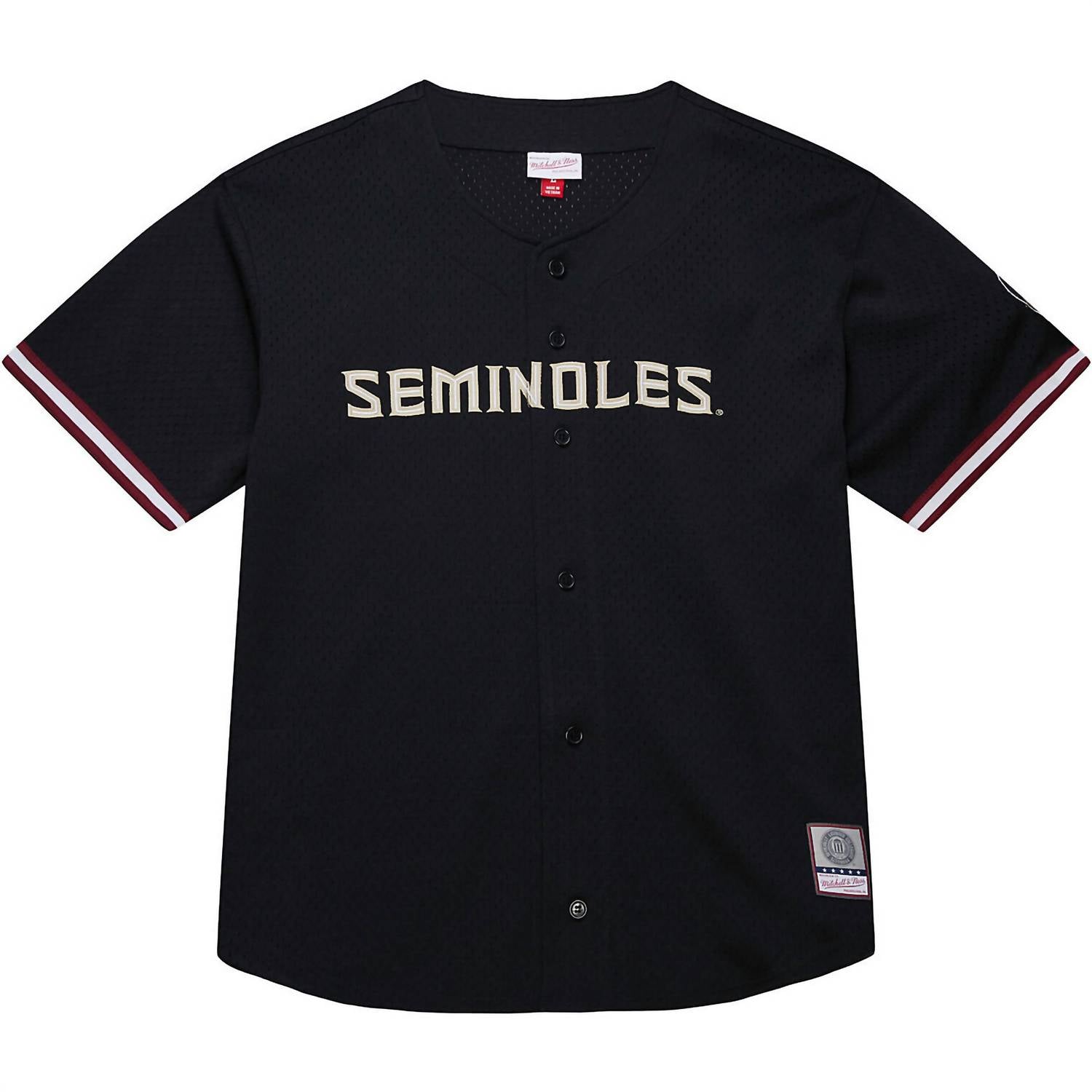 Mitchell & Ness Men’s Fsu Seminoles Mush Button-up Jersey Shirt - Plus in black - men's t-shirt