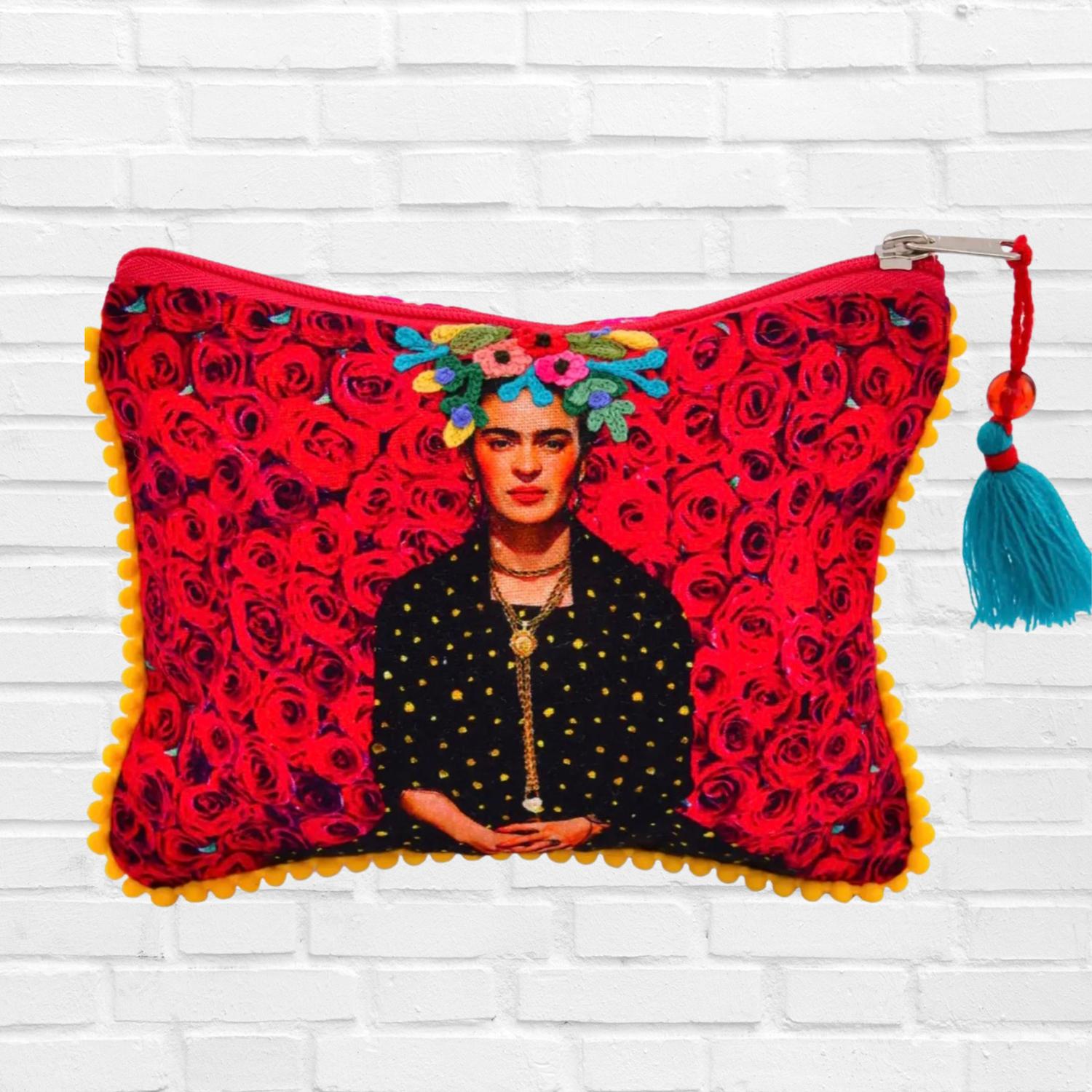 Diva USA Women's Frida Khaldo Pouch in el jardin de frida red - women's bag