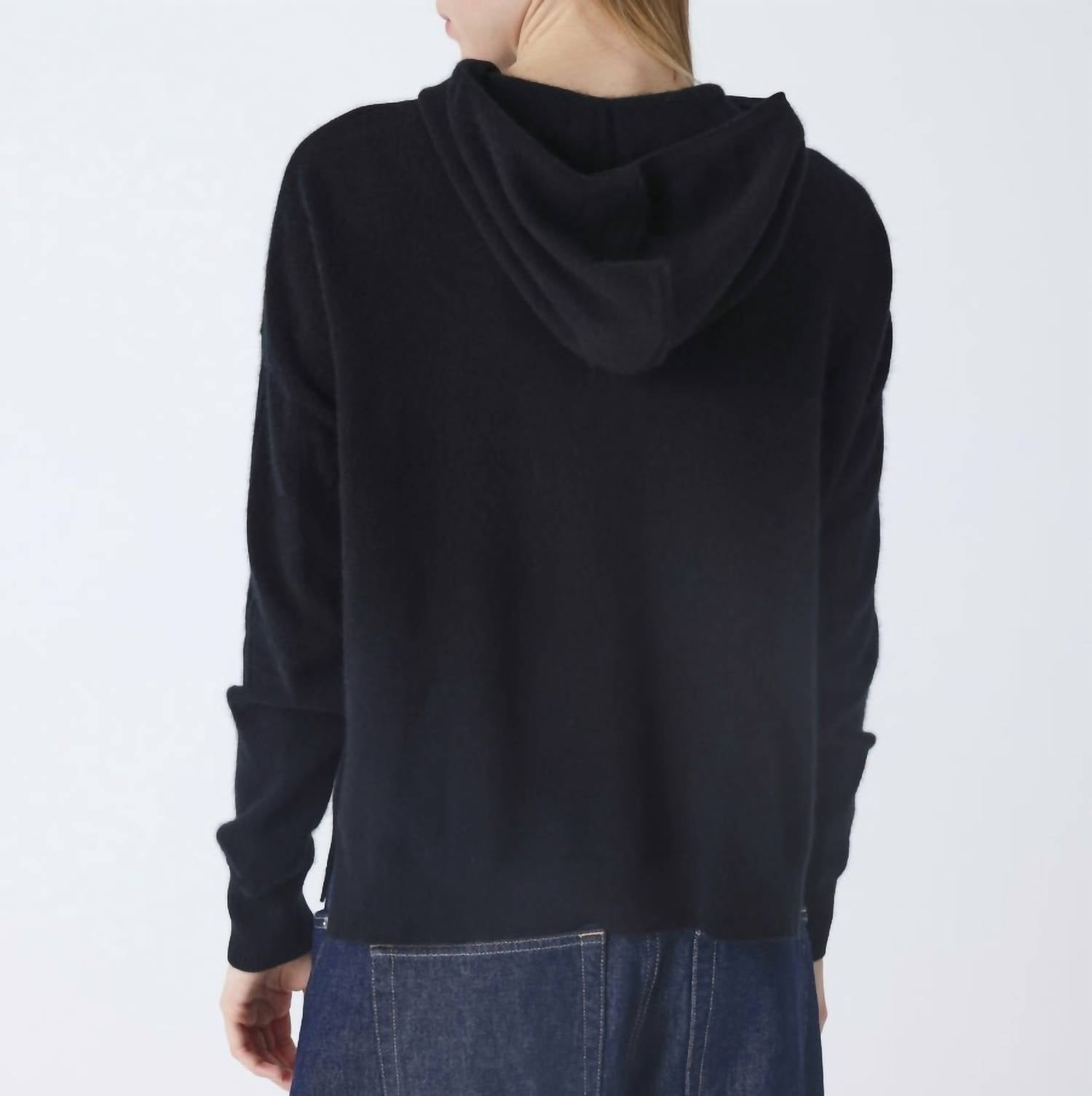 Absolut Cashmere Laurentina Hooded Sweater in black - women's cardigan - detail view