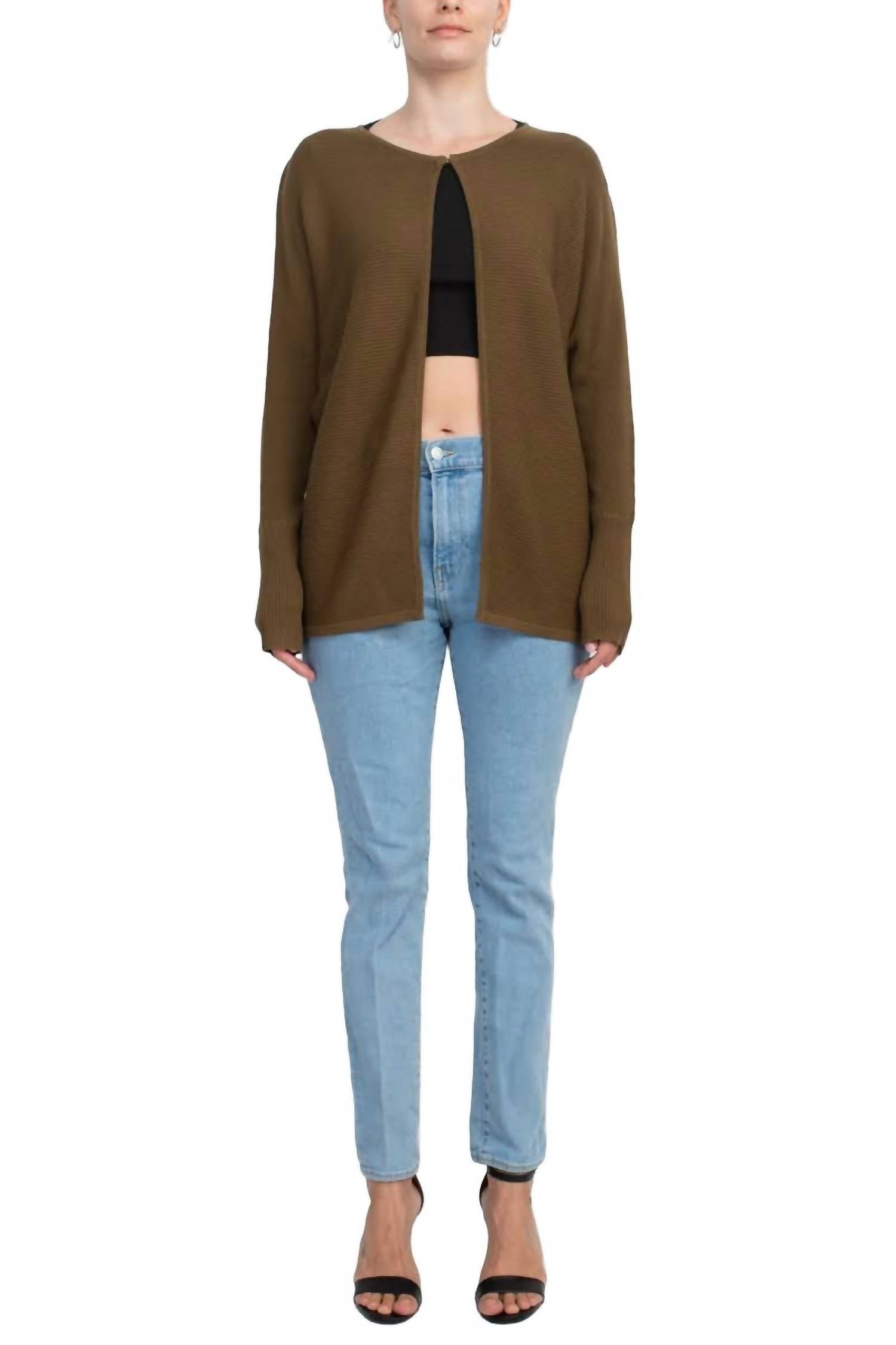 Lissy - Crew Neck Open Front Knit Cardigan