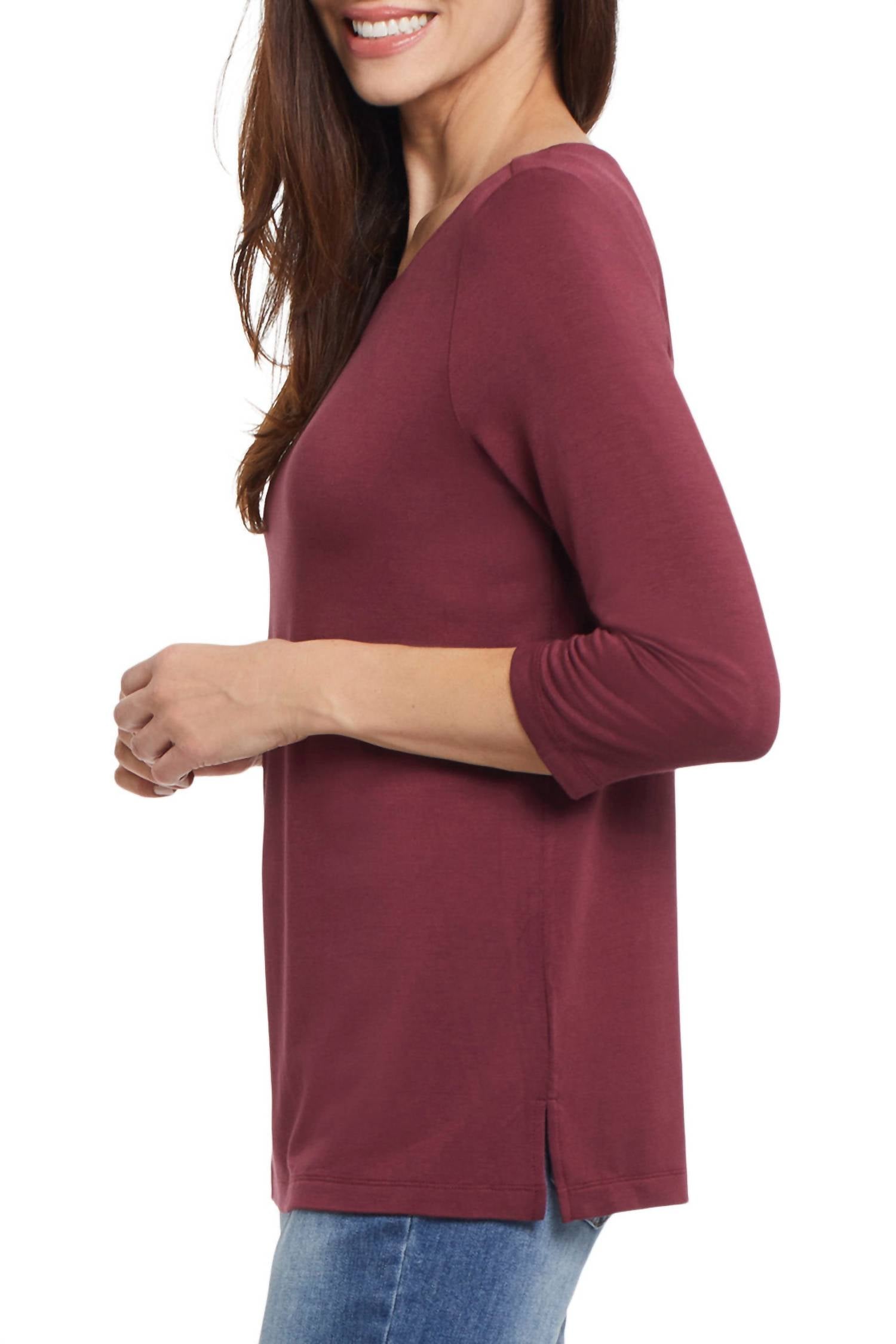 Tribal - Boat Neck 3/4 Sleeve Top