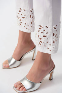 Joseph Ribkoff - Straight Fit Cropped Embroidered Hem Jean