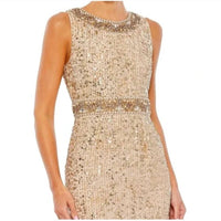 Mac Duggal - Sleeveless Sequin Highneck Column Midi Dress