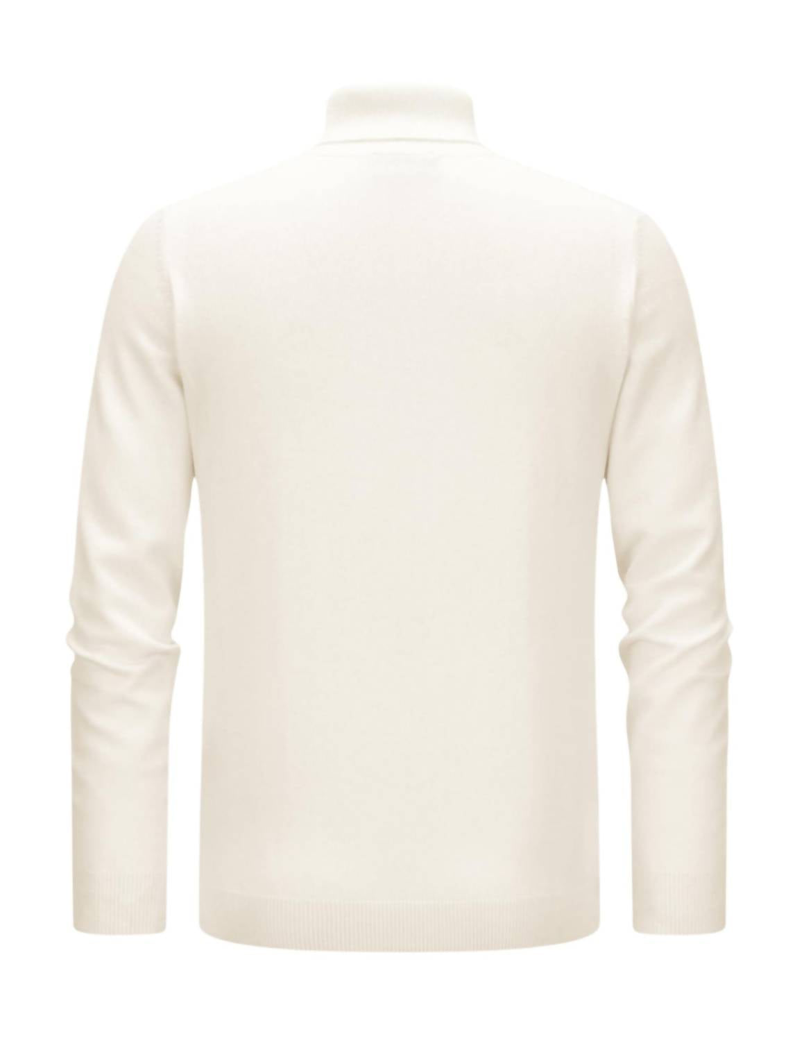 Gran Sasso Unisex - Cashmere And Silk Turtleneck Top in cream - men's sweater - detail view