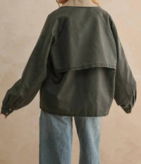 Miou Muse - Collar Contrasted Utility Jacket