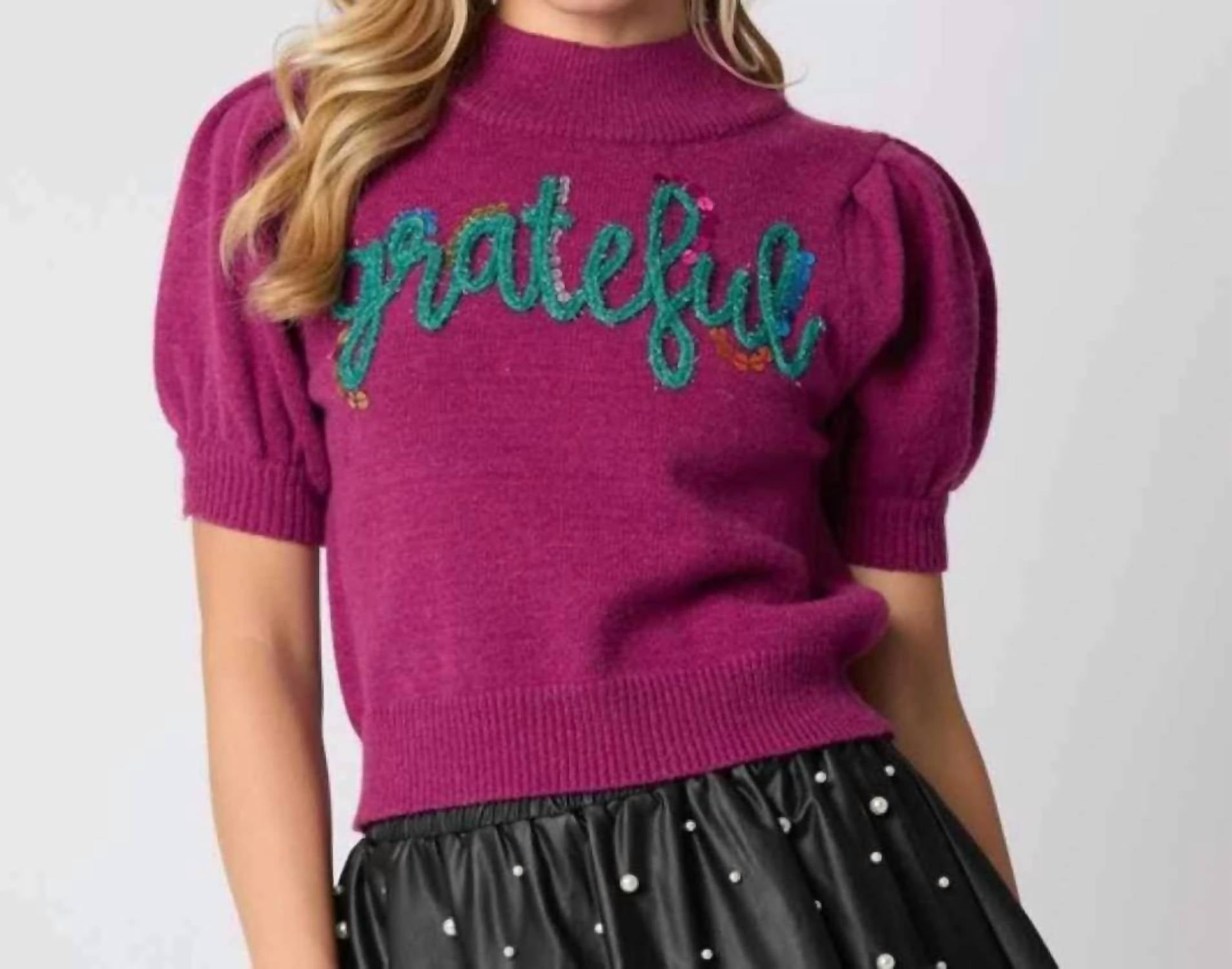 Peach Love - Grateful Puff Sleeve Sweater