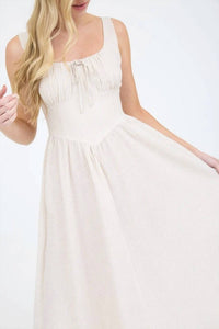 Blu Pepper - Stripe Sleeveless Corset Detail Midi Dress