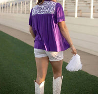 Layerz Clothing - Embroidered Ruffle Collar Top