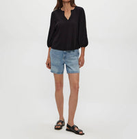 Michael Stars Gabi Puff Sleeve Top in black - women's blouse