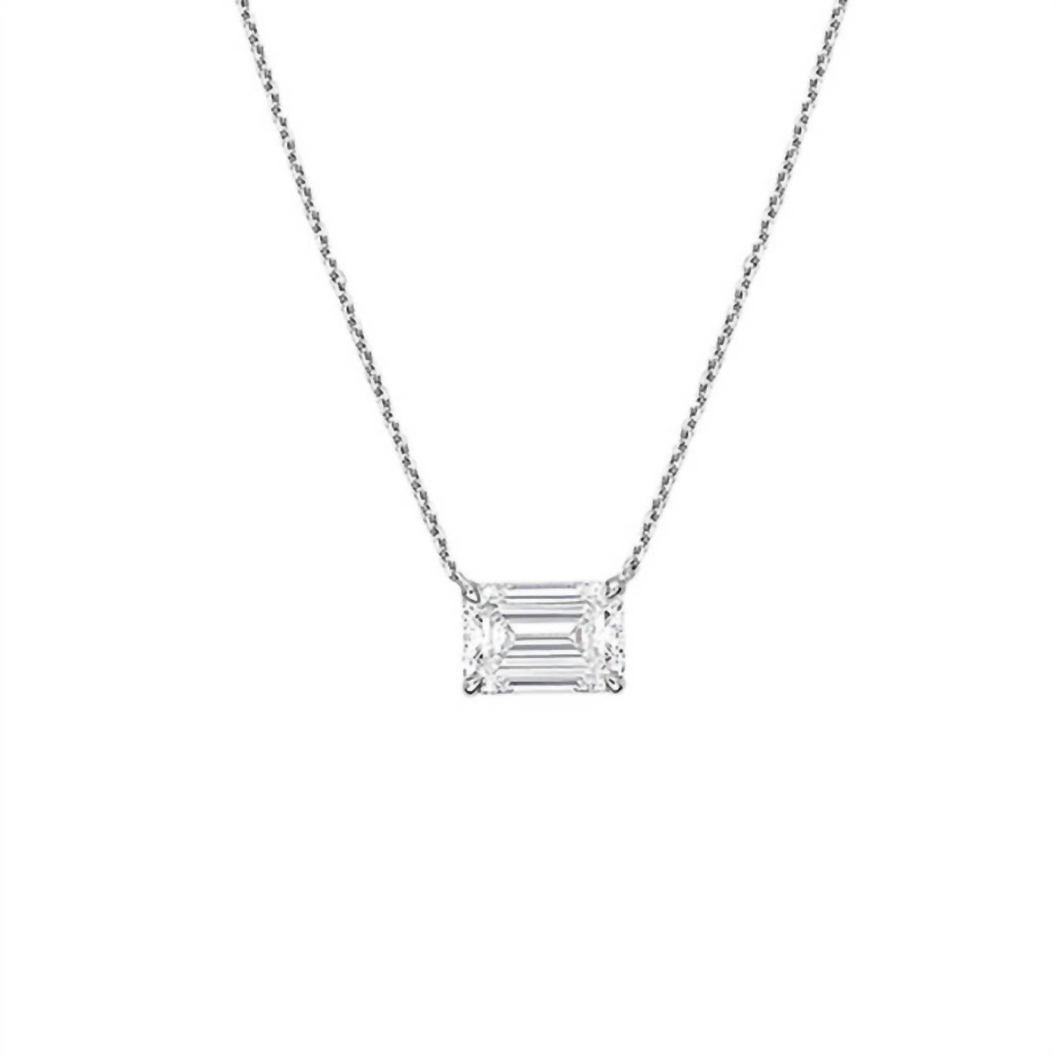 Diana M Jewels - Women's 1.00 ct Diamond Solitaire Emerald Cut Pendant - Delicate