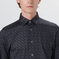 Bugatchi Uomo - Jimmy Chevron Print Ooohcotton Long Sleeve Shirt