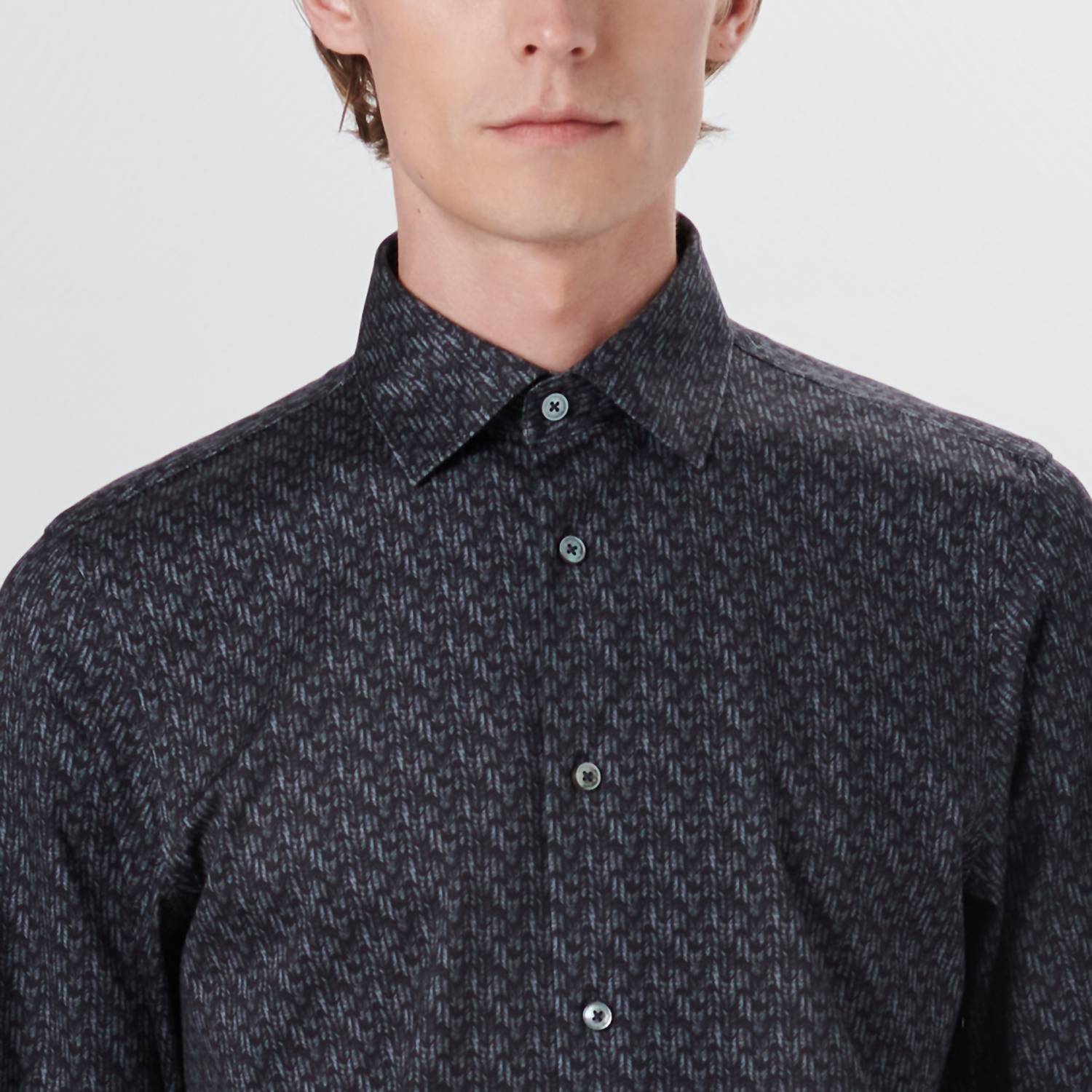 Bugatchi Uomo - Jimmy Chevron Print Ooohcotton Long Sleeve Shirt