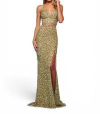 Sherri Hill Sequin Two Piece Gown in gold - women's dress