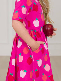 Rufflebutts - Girls Apple of My Eye Short Sleeve Knit Twirl Dress