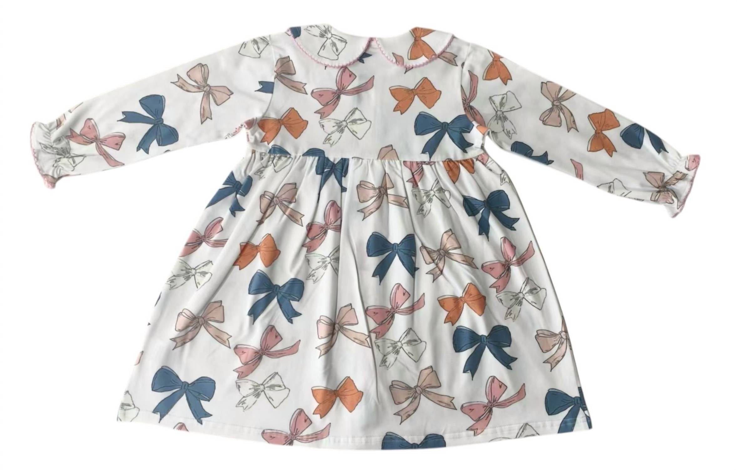 Jumping Jolly Girls' Bows Dress in multi - kids' dress - alternate view