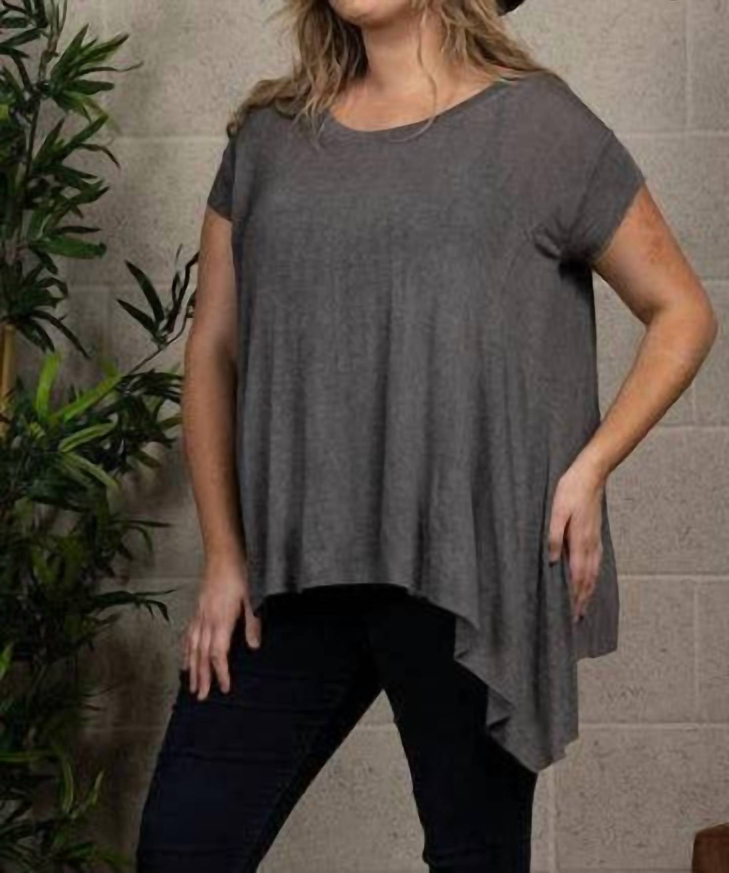 Ces Femme - Oversize Asymmetric Hem Knit Top - Plus