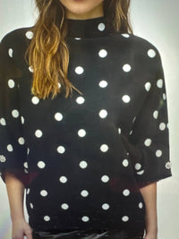 Joseph Ribkoff - Jacquard Dot Mock Neck Sweater