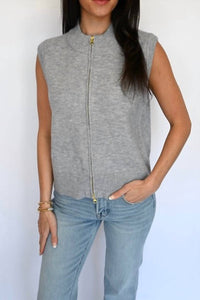 Elan - Mockneck Full Zip Sleeveless Sweater