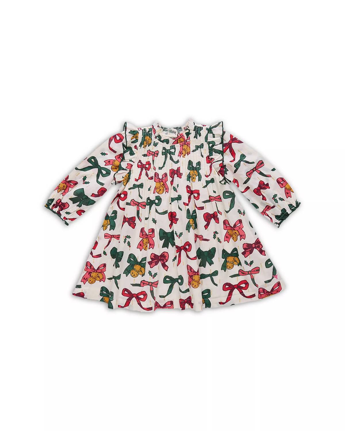 PINK CHICKEN Girls' Jaipur Dress Set in christmas bow bells - kids' dress