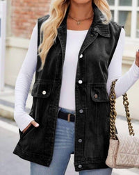 Miss Sparkling - Denim Vests With Hood