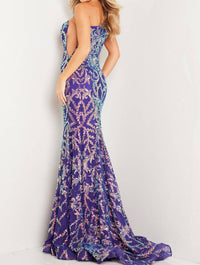 Jovani - Embellished One Shoulder Dress