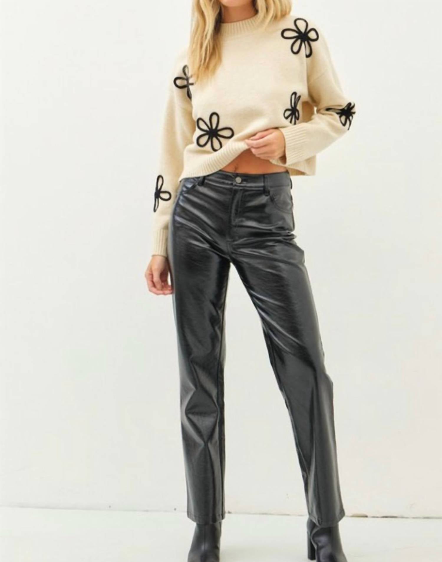 Idem Ditto - Sleek Metallic Straight Pants