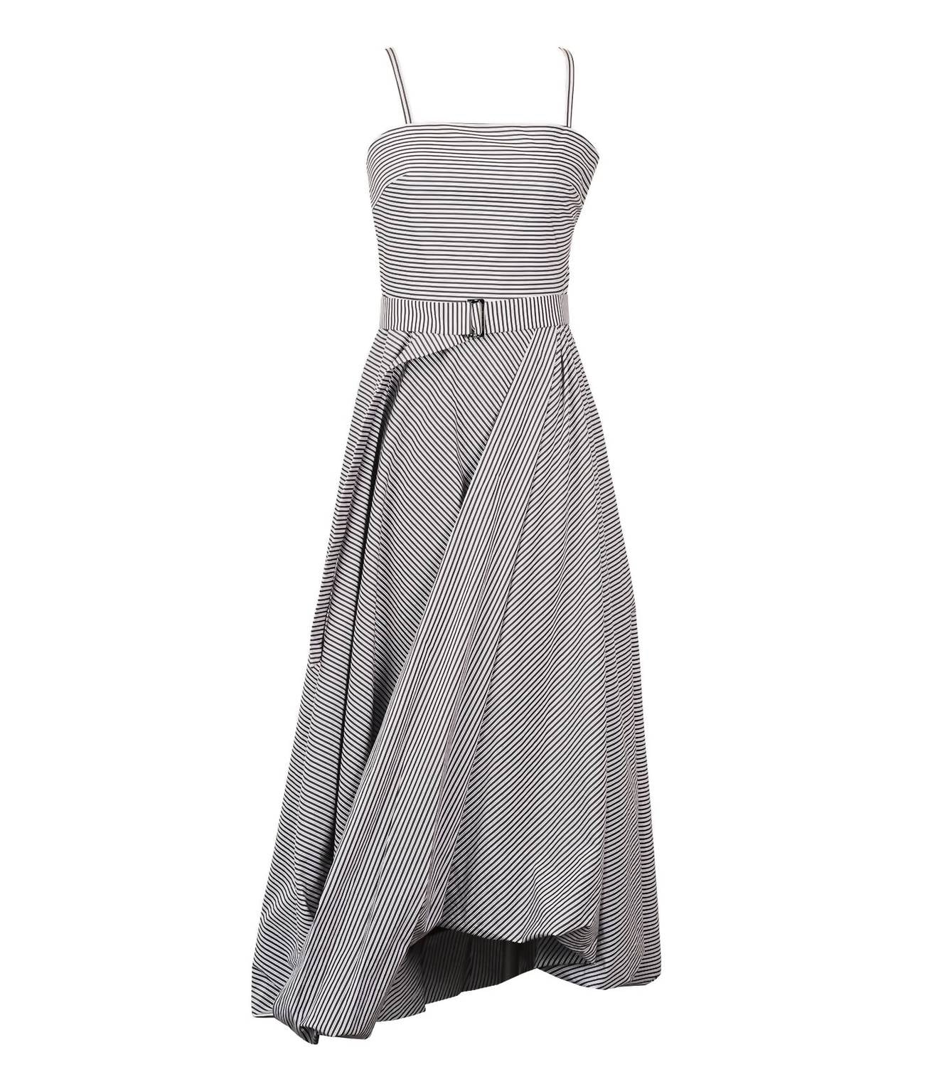 Brunello Cucinelli - Sleeveless Striped Dress With Bubble Hem